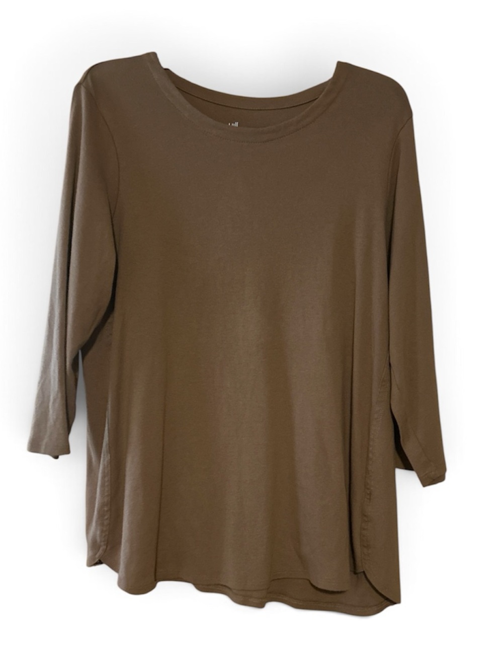 J. Jill Pima 3/4 Sleeve Scoop-Neck Tee in Light Brown | Size XL